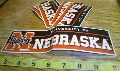 5 NCAA collegiate banner stickers officially licensed Nebraska Cornhuskers Cover