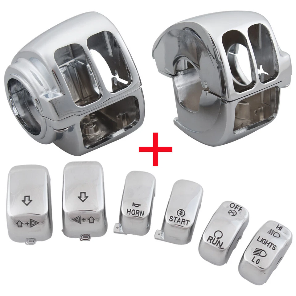 6pcs Button Caps Chrome Hand Controls Switch Housing Covers For Harley Touring - Image 1 of 4