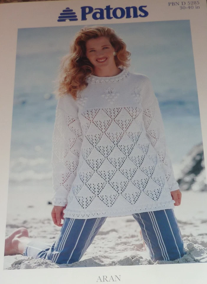 Patons Knitting Pattern Lady's Aran Lace & Bobble Pattern Tunic Sweater PBND5285 - Image 1 of 1