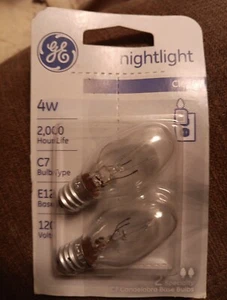 2 GE 4W Clear Nightlight Bulbs Candelabra Base - Picture 1 of 2