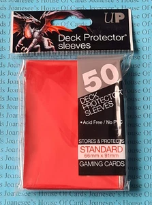 Ultra Pro Sleeves - Solid Red - Standard (50) Deck Protectors (82672) - Picture 1 of 6