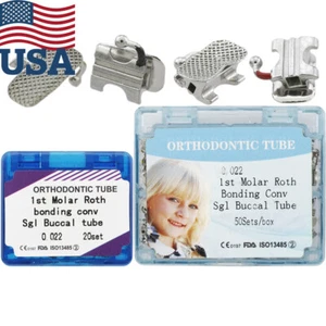 Orthodontic Bondable Convertible Buccal Tubes Roth 0.022 Single Tube 1st Molar - Picture 1 of 23