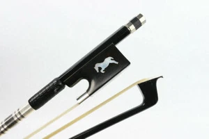 1pcs 4/4 Violin Bow Black Carbon Fiber Stick Horse Inlay AAA Bow Hair Ebony Frog - Picture 1 of 10