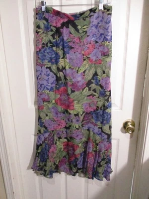 Maxi Falda Vintage Cintura Elástica Volantes Dobladillo Tulipán Cachemira/Floral REVERSIBLE S-M Foto 1 de 4