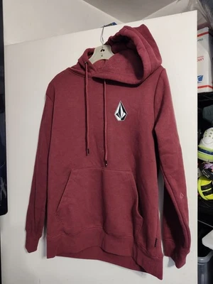 Volcom-Dark RedMaroon-Pull Over-Hoodie Sweatshirt-Pockets-Adult Size Small-Logo - Image 1 of 4