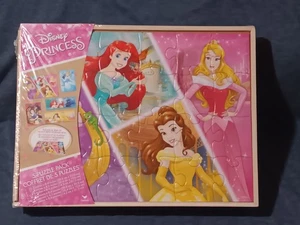 Disney Prinzessin Puzzle Holz 5er-Pack, versiegelte Aufbewahrungsbox Made in 2018 Neu - Bild 1 von 5