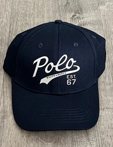 New Polo Ralph Lauren 67 Baseball Cap Snap Back Hat Men’s Navy Blue Fragrances - Picture 1 of 3
