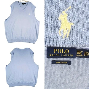 Polo Ralph Lauren Herren Pullover Weste Gr. 3XLT Tall Ärmellos Blau Pima Baumwolle - Bild 1 von 8