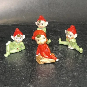 Set of 4 Vintage Mischievous 2.5” Fairy Pixie Figurines Ceramic Japan AS IS - Picture 1 of 11