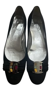 Salvatore Ferragamo Vera Arco Planos Paleta de Pintor 9 B Ballet Negro Zapatos - Imagen 1 de 11