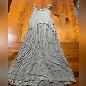 Vestido túnica POL bordado gris verde mini sin mangas talla grande boho - Imagen 1 de 3