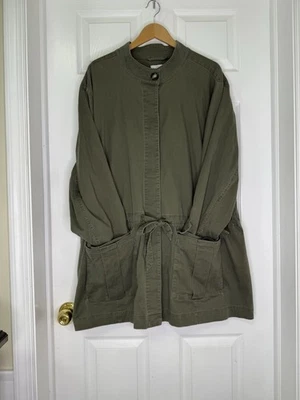 Chaqueta con corbata ligera J. Jill verde oliva manga larga debajo de la cadera talla 2XL Foto 1 de 4