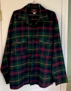 Vintage Johnson Woolen Mills 17 L XL schwarz grün rot etc kariert Wolle Hunter Hemd - Bild 1 von 7