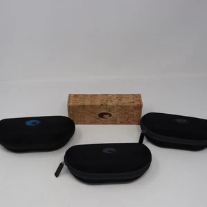 4 Costa Del Mar schwarz blau Sonnenbrillen Etui NUR Hartschale Reißverschluss & Kork - Bild 1 von 4