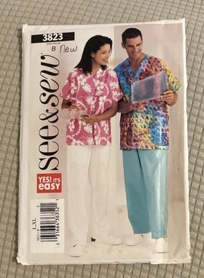 SEE & SEW 3823 Size L-XL UNISEX SCRUBS pants,  top Complete - Image 1 of 2