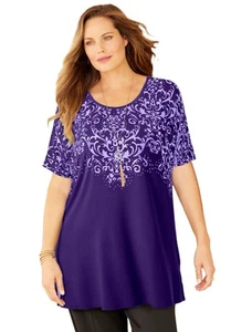 Catherines Women's Plus Size Dolman Sleeve Printed Tunic - Picture 1 of 7