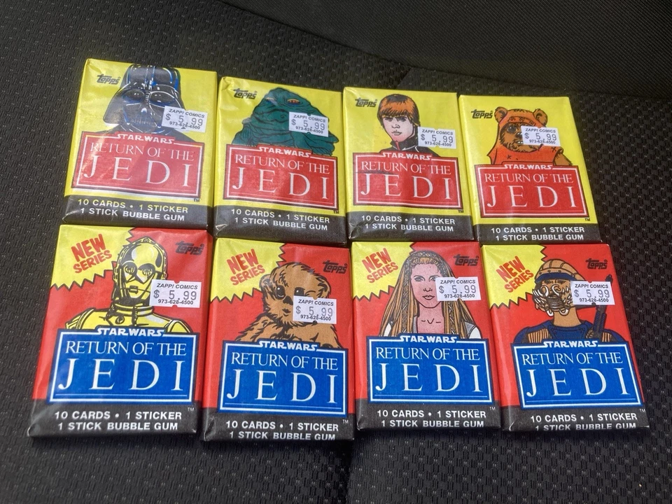 1983 Topps RETURN OF THE JEDI Wax Pack Lot of 8 Different Wrapper Variations! - Image 1 of 2
