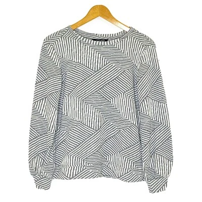 Ellen Tracy Women's size Small Long Sleeve Fine Knit Pullover Top Grey White NEW — 第 1/4 张图片