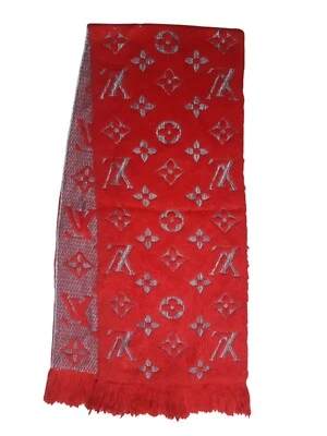 Louis Vuitton Red/Silk Logomania Scarf In Wool - Image 1 of 4