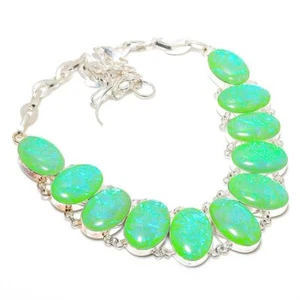 Green Triplet Opal Gemstone 925 Sterling Silver Jewelry Necklace 18" - Picture 1 of 6
