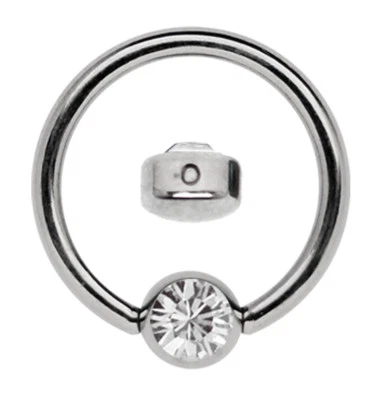 Titan Labbra Setto Piercing Orecchio Bcr Anello 1,2mm Con Piatta 4mm Cristallo - Immagine 1 di 2