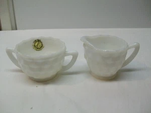 Vintage Hazel-Atlas "Opaque" Creamer and Sugar- Cubist Pattern - Picture 1 of 7