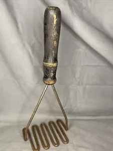 Vintage Potato Masher Smasher USA 10” Kitchen Utensil Black Wooden Handle - Picture 1 of 3