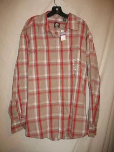 New Timberland U1132-645 Long Sleeve Button-Up Shirt Red Tan White Plaid Mens S - Picture 1 of 3