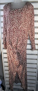 Elisse Womens Size 13 14 Abstract Burgundy Floral Front Tie Vintage Maxi Dress - Picture 1 of 12