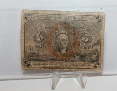 Series of 1863 U.S. 5 Cents Fractional Currency [103WEJ] - Image 1 of 4