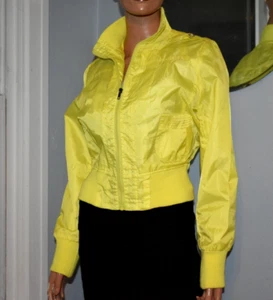 Sz M Neon Yellow LAST KISS Jacket Water Resistant Fitted Cuffs & Waist - Picture 1 of 24