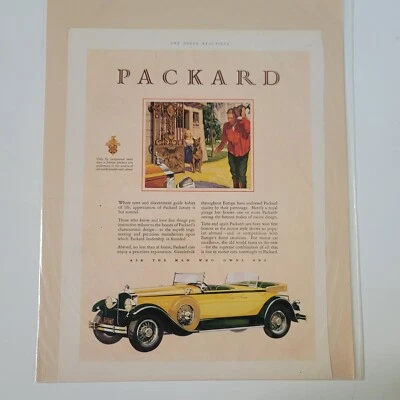 1928 Packard Convertible Coupe Yellow Original Color Ad - Image 1 of 3