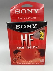 Sony HF 60 Min 60HFL Cassette Tapes C 2 Pack Type 1 Normal Bias Music Voice NEW - Picture 1 of 5