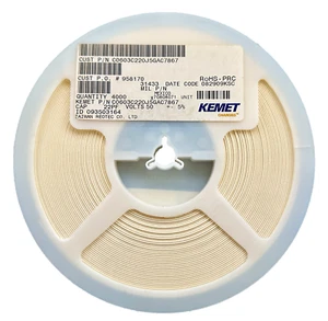 4000X C0603C220J5GAC7867 KEMET MLCC SMD Capacitor 22pF 50V C0G 0603 (1608) 5% - Picture 1 of 1