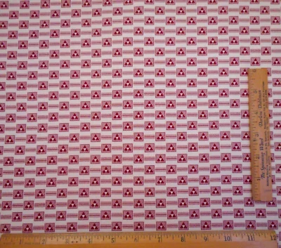 Civil War Reproduction Fabric By Half-Yard Maroon Floral Square on Cream Cotton - Image 1 of 2