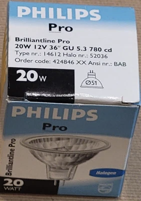 Philips Brilliantline Pro Halogen 20w 12V GU5.3 36' beam - Image 1 of 4