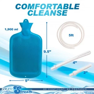 CleanStream Enema Water Bottle Cleansing Kit Rubber Blue Douche Clean Stream Fre - Picture 1 of 16