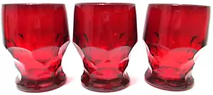 Vintage Viking Glass Tumblers SET OF 3 Georgian Honeycomb Ruby Red 4 1/8" Tall - Picture 1 of 8