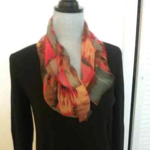 Women's Multi Color Floral Scarf Polyester accessory EUC Accent Piece - Picture 1 of 2