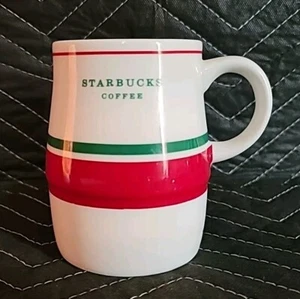 Retro Travel Style Red and Green Stripe Starbucks 16 oz Coffee Cup Mug Coffee - Picture 1 of 5