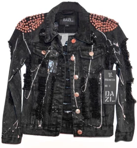 Girls Black DAZL Tattered And Torn Jean Jacket - Picture 1 of 12