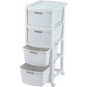 Rimax 10432 Four Drawer Rolling Cart in White - Picture 1 of 3