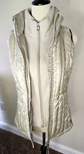 Calvin Klein Performance Down Vest Womens Sz M Ivory Packabl Zip up - Picture 1 of 13