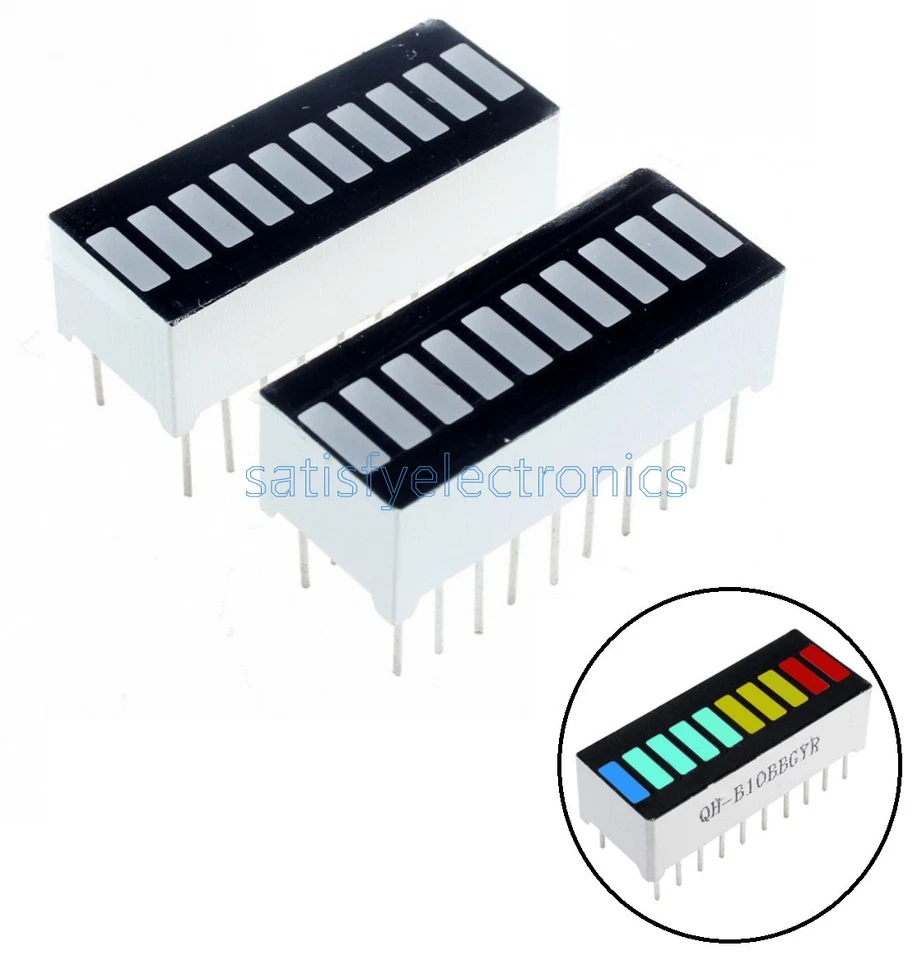2/5/10PCS NEW 10 Segment Blue Green Yellow Red Colorful LED BAR Graph Indicator - Image 1 of 1