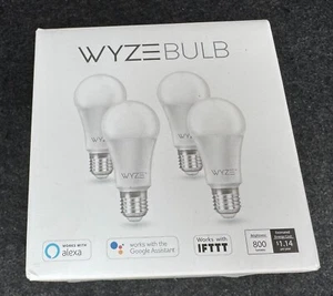 WYZE WLPA19 (4 Pack ) 800 LUMENS WHITE LED WIFI SMART LIGHTBULBS WLPA19-4 (NEW) - Picture 1 of 2