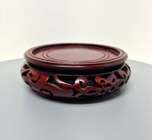 Vintage Chinese Wood Vase Urn Pot Planter Stand Riser Chinoiserie For 4 1/4" - Picture 1 of 8