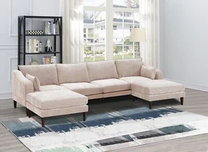 Modern Gorgeous 6pcs Modular Sectional Set Armless Chairs One Arm Chair Ottoman - Picture 1 of 9