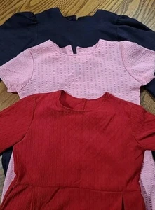 Authentic Amish Girls Dresses. Lot Of 3. Size 7. Shipshewana IN. Red, Pink Plum - Picture 1 of 22