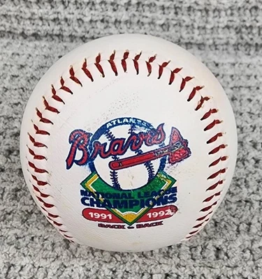 1992 Baseball ATLANTA BRAVES Commemorative NATIONAL LEAGUE CHAMPION Ball - Image 1 of 4
