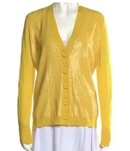Vintage Tory Burch Strickjacke gelb Wolle Pailletten klein weich - Bild 1 von 6
